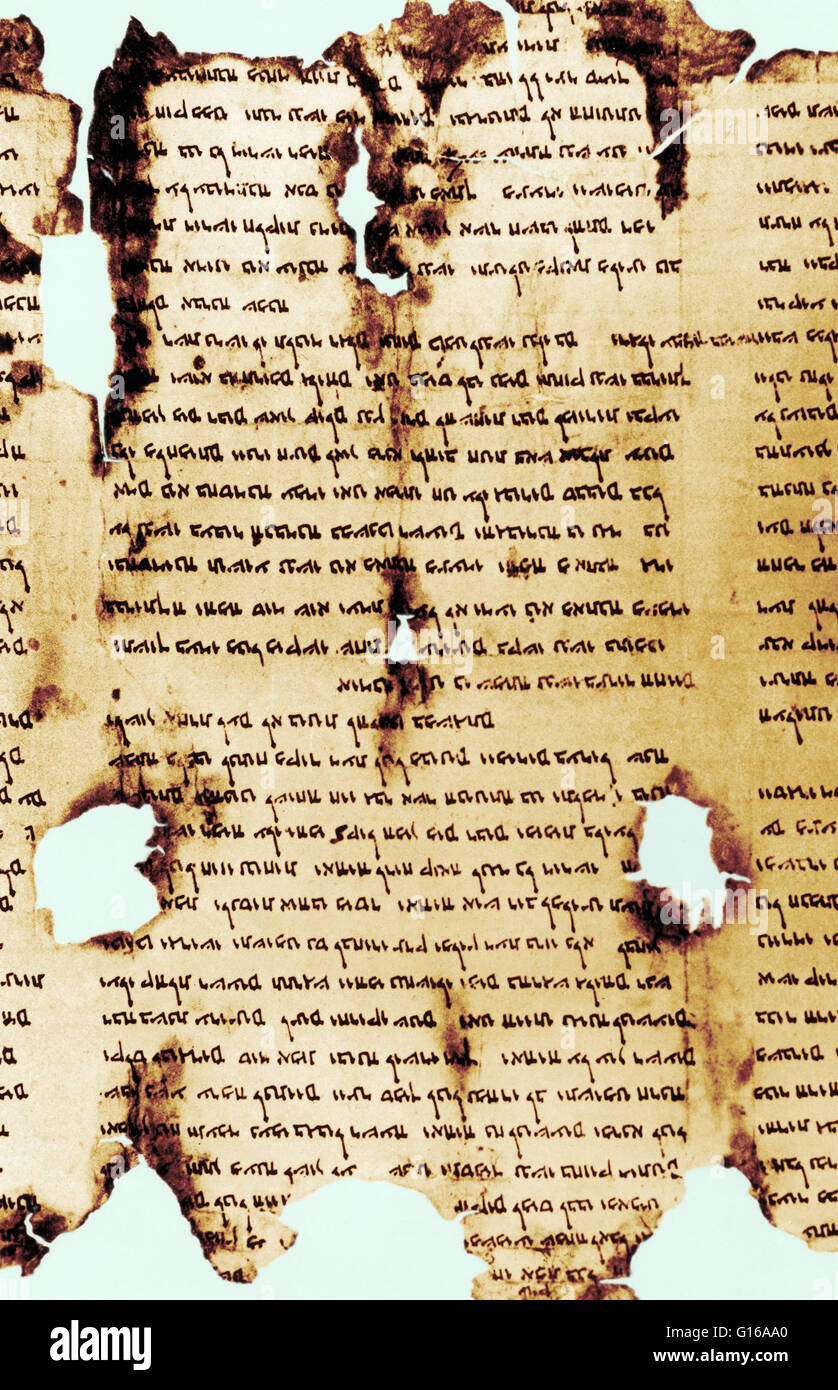 Schriftrolle des Dankes, ein Pergament aus den Schriftrollen vom Toten Meer. Stockfoto