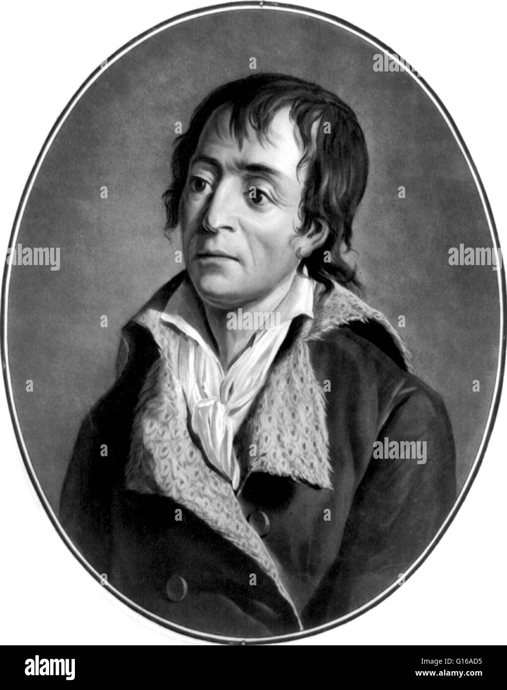Jean-Paul Marat (24. Mai 1743 - 13. Juli 1793) war ein Arzt, politischer Theoretiker und Wissenschaftler am besten bekannt für seine Karriere in Frankreich als radikaler Journalist und Politiker während der französischen Revolution. Als Arzt unterhielt er eine lukrative private prac Stockfoto