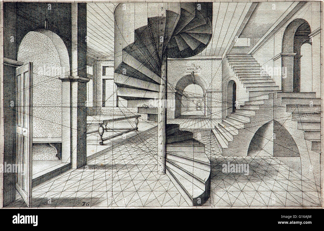 Hans Vredeman de Vries (1527-1607) war ein niederländischer Renaissance-Architekt, Maler und Ingenieur. Er ist bekannt für seine Veröffentlichung im Jahre 1583 auf Gartengestaltung und seine Bücher mit vielen Beispielen auf Ornamente (1565) und Perspektive (1604). Perspektive, in Zusammenhang mit v Stockfoto