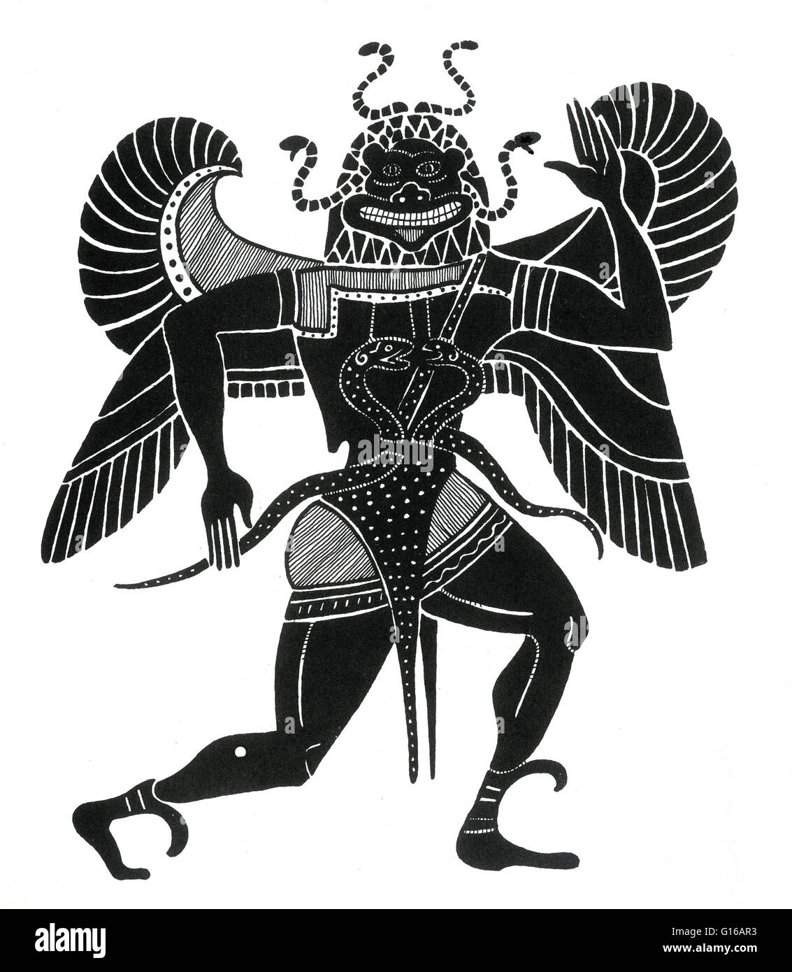 Antiken Griechenland, die Gorgo Medusa, aus einer Vase, 6. Jh.V.Chr. In der griechischen Mythologie war Medusa eine von drei Gorgon Schwestern. Medusa begann sein Leben als ein schönes Sterblicher, prahlte, attraktiver als die Göttin Athene. Eines Tages, während in Athenas t Stockfoto