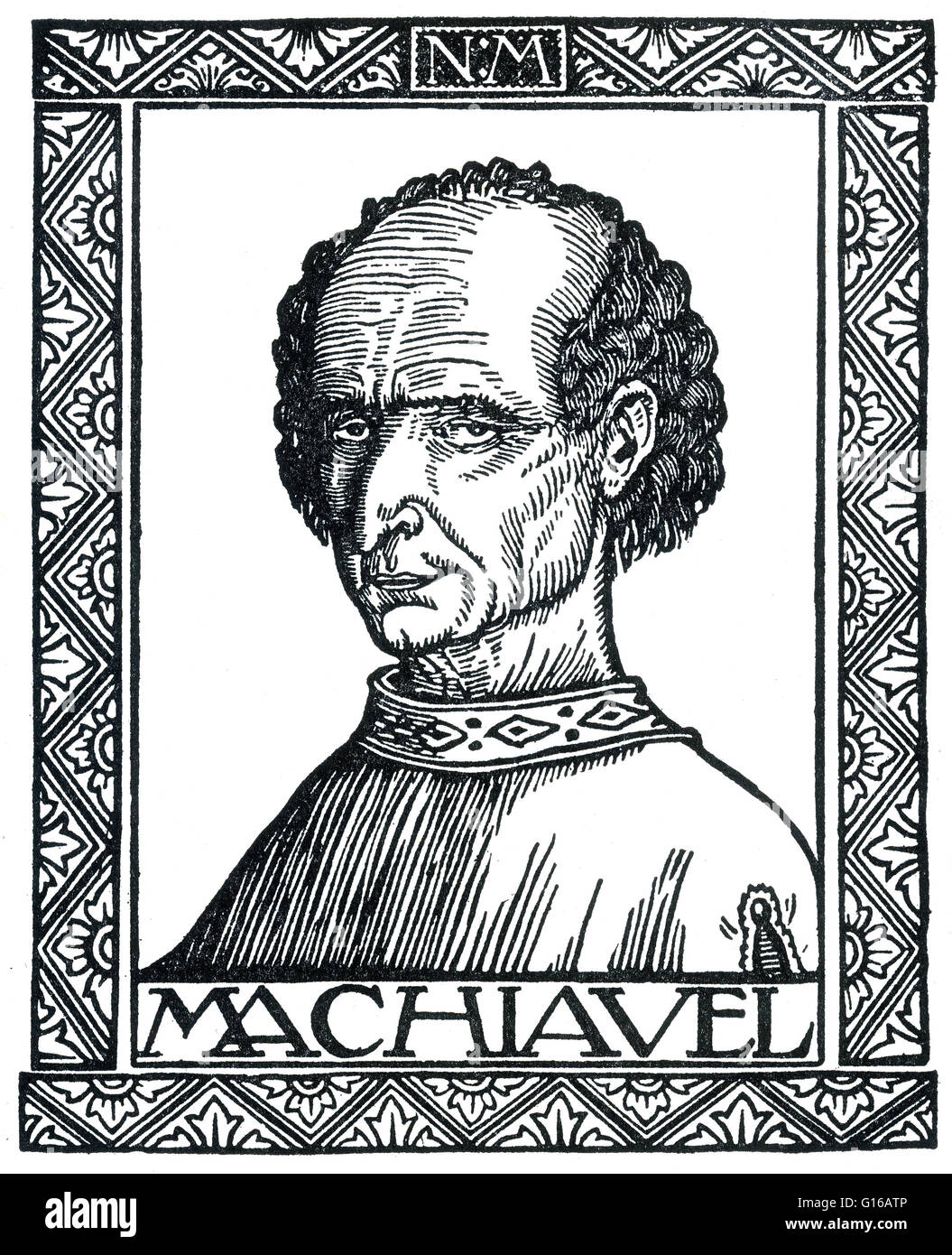 Niccolò di Bernardo dei Machiavelli (3 Mai 1469 - Juni 21,1527) war ein italienischer Historiker, Politiker, Diplomat, Philosoph, Humanist und Schriftsteller in Florenz in der Renaissance. Er war jahrelang ein Beamter in der florentinischen Republik mit Stockfoto