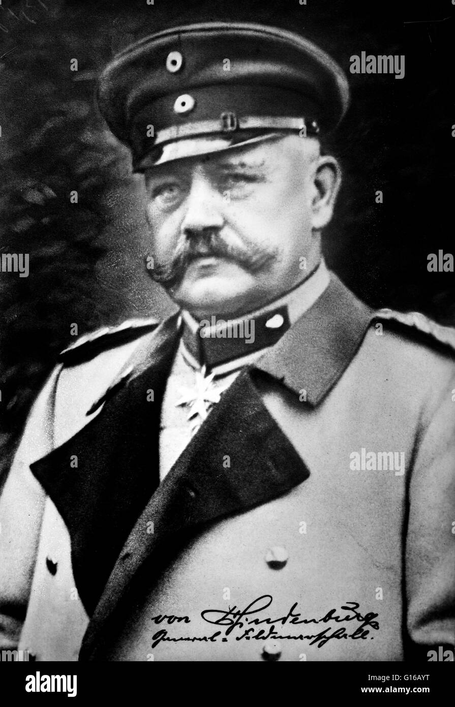 Paul Ludwig Hans Anton von Beneckendorff Und von Hindenburg (2. Oktober 1847 - 2. August 1934) war ein preußisch-deutscher Generalfeldmarschall, Staatsmann und Politiker, und diente als der zweite Bundespräsident von 1925 bis 1934. Er genoss eine lange Karriere in der Stockfoto