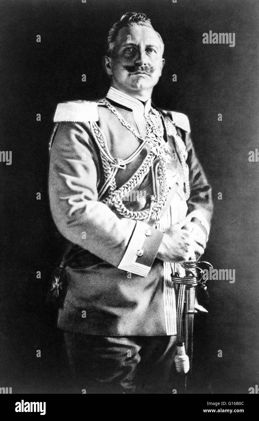 Wilhelm II. Porträt, 1913, kein Künstler auf Karte Beschriftung angegeben. Wilhelm II. (27. Januar 1859 - 4. Juni 1941) war der letzte deutsche Kaiser und König von Preußen, Urteil, dem Deutschen Reich und dem Königreich Preußen von 1888 bis 1918. Im Jahr 1888 gekrönt, er entlassen Stockfoto