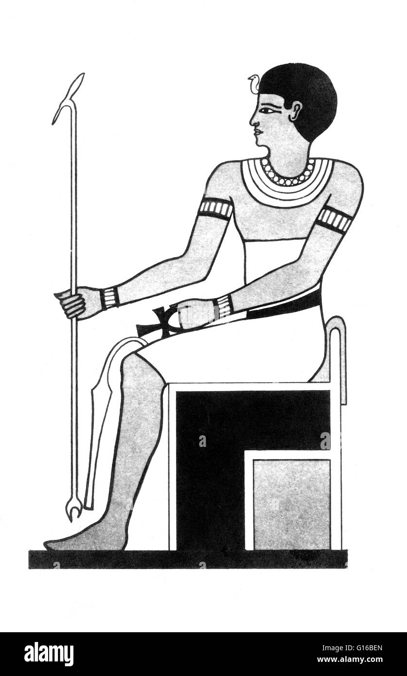 Imhotep (ca. 2650-2600 v. Chr.) war eine ägyptische Universalgelehrter, die unter der dritten Dynastie König Djoser als Kanzler zu Pharao und Hohepriester des Sonnengottes Ra (oder Re) gedient in Heliopolis. Er gilt als von einigen der frühesten bekannten Architekten und eng Stockfoto
