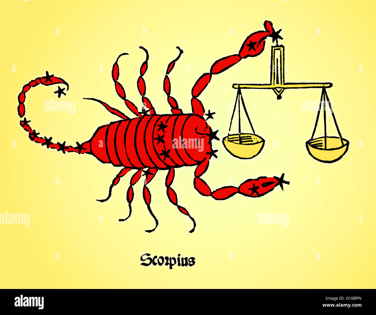 Farbverbesserung von Scorpius (manchmal Skorpion), eines der Sternbilder des Tierkreises. Sein Name ist lateinisch für Scorpion. Es ist eines der 48 Sternbilder von der 2. Jahrhundert Astronom Ptolemäus beschrieben, und bleibt eines der 88 modernen Sternbilder Stockfoto