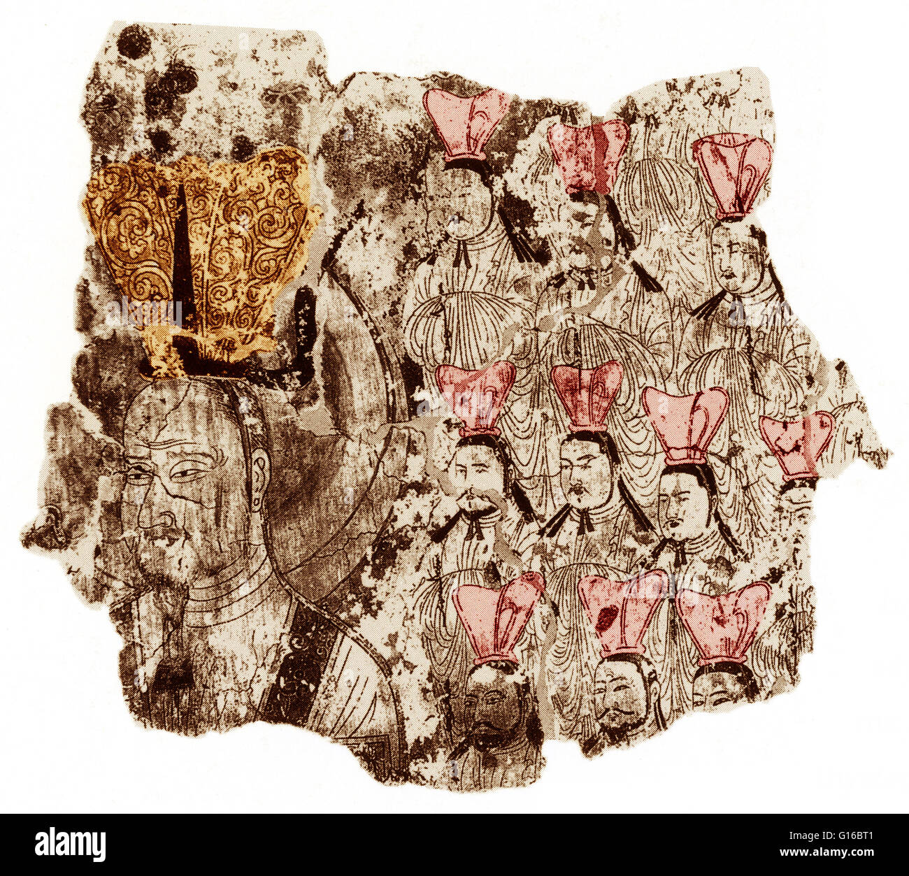 Farbverbesserung von einem Stück Pergament glaubte, um Mani und seine Anhänger zu vertreten. O.d., unbekannter Künstler. Mani (216-274 n. Chr.) war ein iranischer Prophet und der Gründer des Manichäismus, eine gnostische Religion der Spätantike, die einst weit verbreitet war, aber ich Stockfoto