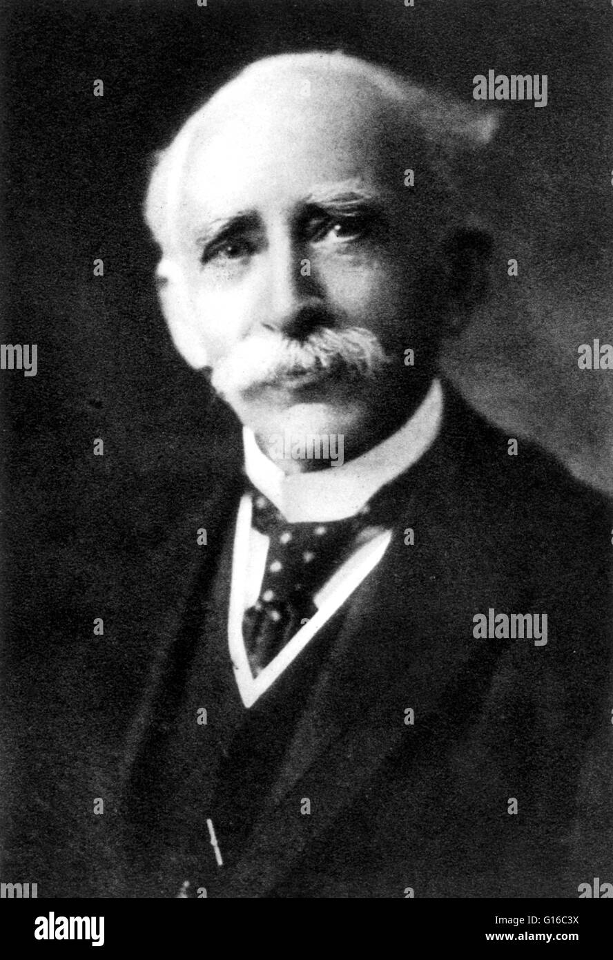 John Ambrose Fleming (29. November 1849 - 18. April 1945) war ein englischer Elektrotechniker und Physiker. 1904 erfand er zwei-Elektroden Vakuum-Röhre Gleichrichter, die er die Oszillation-Ventil nannte. Es hieß auch ein thermoionische Ventil, Vakuum Stockfoto