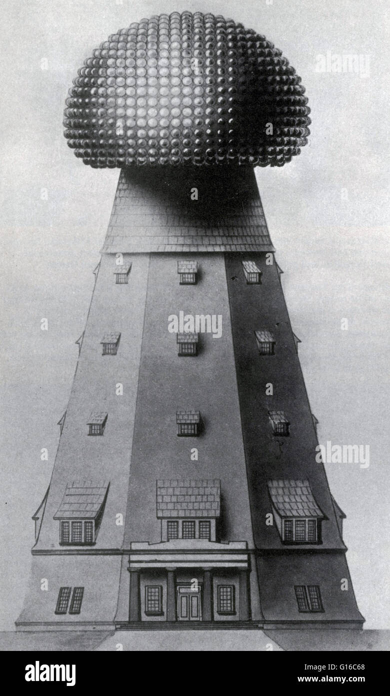 Wardenclyffe Tower (1901-1917) auch bekannt als der Tesla-Turm war eine frühe drahtlose Übertragung Turm von Nikola Tesla in Shoreham, New York entworfen und für kommerzielle transatlantische drahtlose Telefonie, Rundfunk und Proof-of-Concept demonst Stockfoto