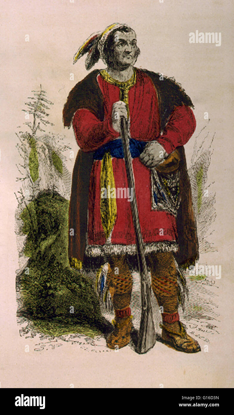 Tecumseh (März 1768 - 5. Oktober 1813) war ein indianischer Führer von der Shawnee. Er wuchs in Ohio Land während des amerikanischen Unabhängigkeitskrieges und der Nordwesten Inder-Krieg, wo er ständig Kriegsführung ausgesetzt war. Mit einer Vision von establishi Stockfoto