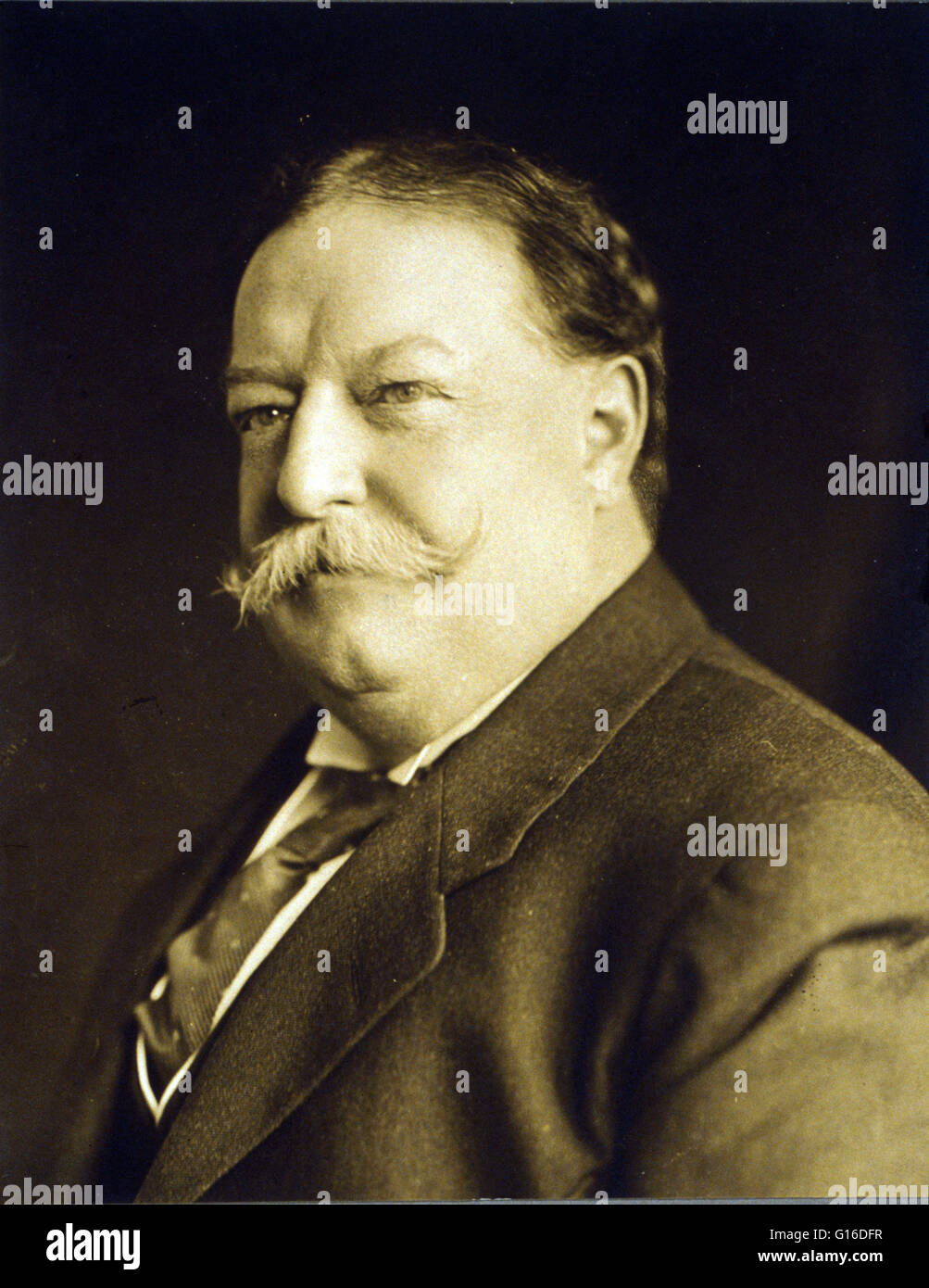 Präsident Taft fotografiert 3. April 1909. Taft (15. September 1857 - 8. März 1930) war der 27. Präsident der Vereinigten Staaten (1909-1913) und später der zehnten Oberrichter der Vereinigten Staaten (1921-1930). Er ist die einzige Person, s zu haben Stockfoto