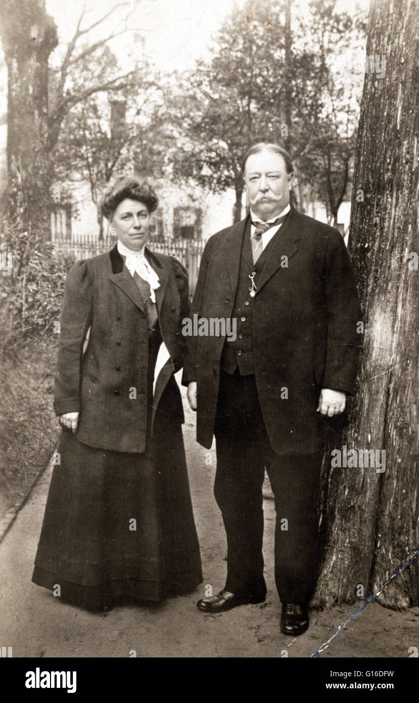Präsident und Frau Taft fotografiert im Jahre 1909 durch die Brown Brothers. Taft (15. September 1857 - 8. März 1930) war der 27. Präsident der Vereinigten Staaten (1909-1913) und später der zehnten Oberrichter der Vereinigten Staaten (1921-1930). Er ist Stockfoto