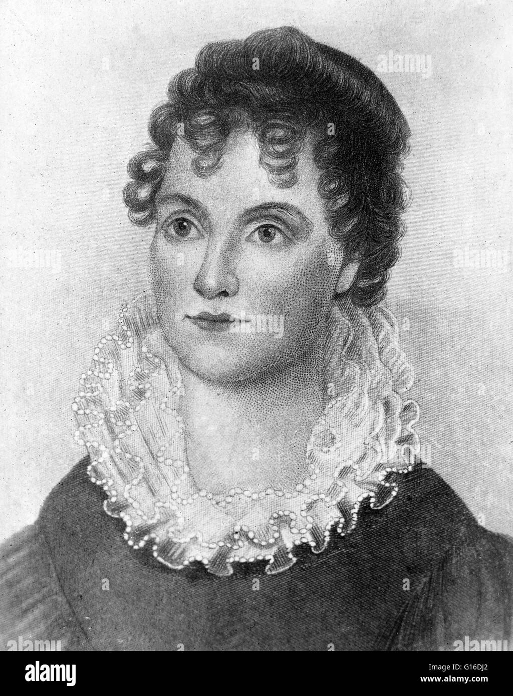 Hannah hacken Van Buren (geb. hacken; 8. März 1783 - 5. Februar 1819) war die Ehefrau des achte Vereinigte Staaten Präsidenten Martin Van Buren. Martin, im Alter von 24 und Hannah, mit 23 Jahren, heiratete im Jahre 1807. Sie hatte Kindheit Sweethearts und waren Cousins ersten Grades onc Stockfoto