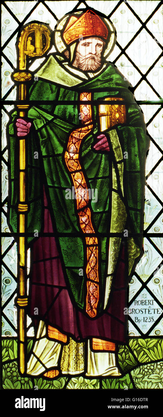 Robert Grosseteste (ca. 1175-1253) war ein englischer Staatsmann, scholastische Philosoph, Theologe, Wissenschaftler und Bischof von Lincoln. Er nennt die "Gründer der Tradition des wissenschaftlichen Denkens im mittelalterlichen Oxford." Er ist bekannt für eine Vielzahl von s Stockfoto