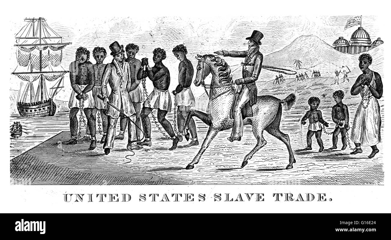 Titel: "United States Sklavenhandel, 1830." Ein Abolitionist drucken möglicherweise eingraviert in 1830, aber abgesehen von den Buchdruck-Text, der auf einem beigefügten Blatt erscheint ohne Papiere. Der Text lautet: "USA" Sklavenhandel, 1830. Die Kupferplatte aus Stockfoto