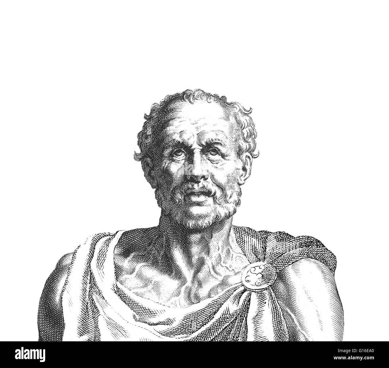 Lucius Annaeus Seneca (4 v. Chr. - 65 n. Chr.) war ein Roman Stoic Philosoph, Staatsmann, Dramatiker, und in einem arbeiten Humorist, der silberne Zeitalter der lateinischen Literatur. Er wurde ausgebildet in Rhetorik und wurde von Attalos und Sotion hellenistischen stoischen Philosophie eingeführt. Stockfoto