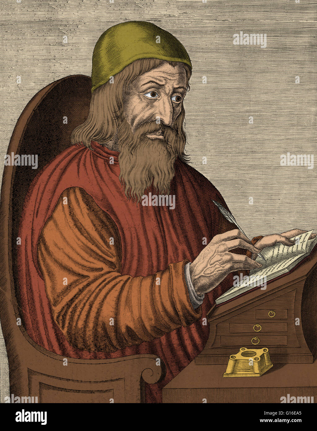 Johannes Trithemius (1 Februar 1462-13 Dezember 1516), geborene Johann Heidenberg war ein deutscher Benediktiner-Abt und ein Universalgelehrter aktiv in der deutschen Renaissance, als Lexikograph, Chronist, Kryptographen und Okkultist. Er nahm erheblichen Einfluss Stockfoto