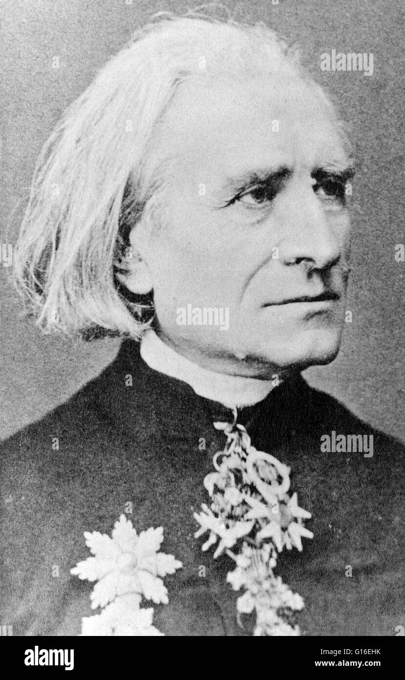 Franz Liszt (22. Oktober 1811 - 31. Juli 1886) war ein ungarischer Komponist, Pianist, Dirigent, Wohltäter und Lehrer. Liszt war für seine virtuosen Fähigkeiten im Laufe des 19. Jahrhunderts in Europa bekannt als Pianist, der technisch fortschrittlichste Pianist seine AG Stockfoto