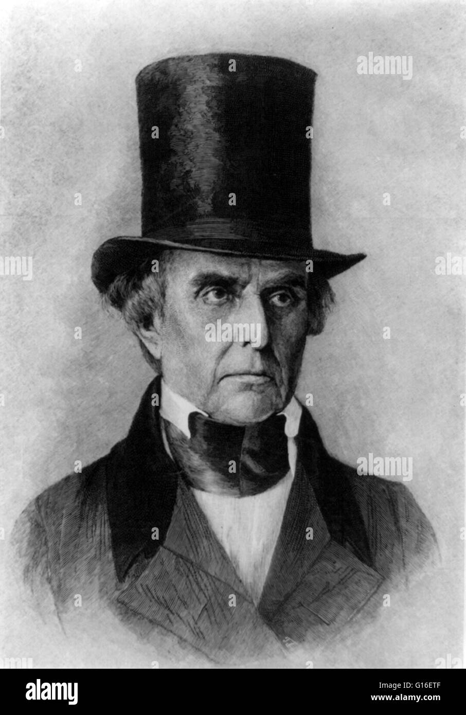 Daniel Webster (18. Januar 1782 - 24. Oktober 1852) war ein führender US-amerikanischer Politiker und Senator aus Massachusetts. Seine nationalistischen Ansichten und seine Wirksamkeit als Redner, machten ihn zu einem der berühmtesten Redner und einflussreiche Whig Führer von der Stockfoto