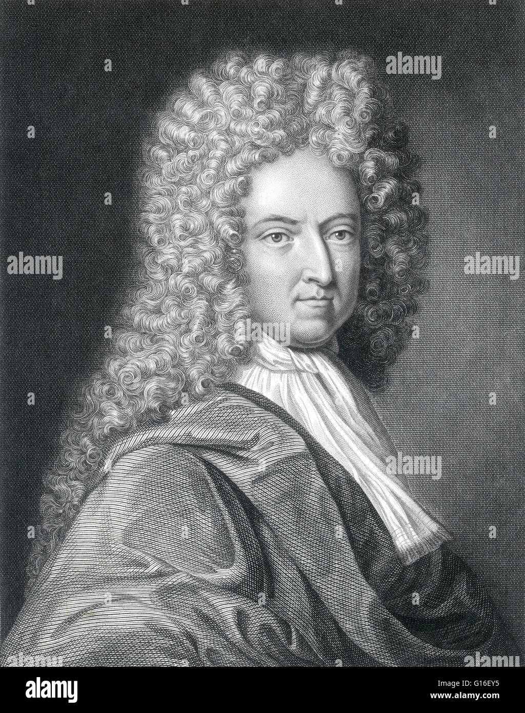 Daniel Defoe (1660 - 24. April 1731) war ein englischer Händler, Schriftsteller, Journalist, Pamphletisten und Spion. In seinem frühen Leben, erlebt er einige der ungewöhnlichsten Ereignisse in der englischen Geschichte: im Jahre 1665, 70.000 kamen durch die große Pest von London und n Stockfoto