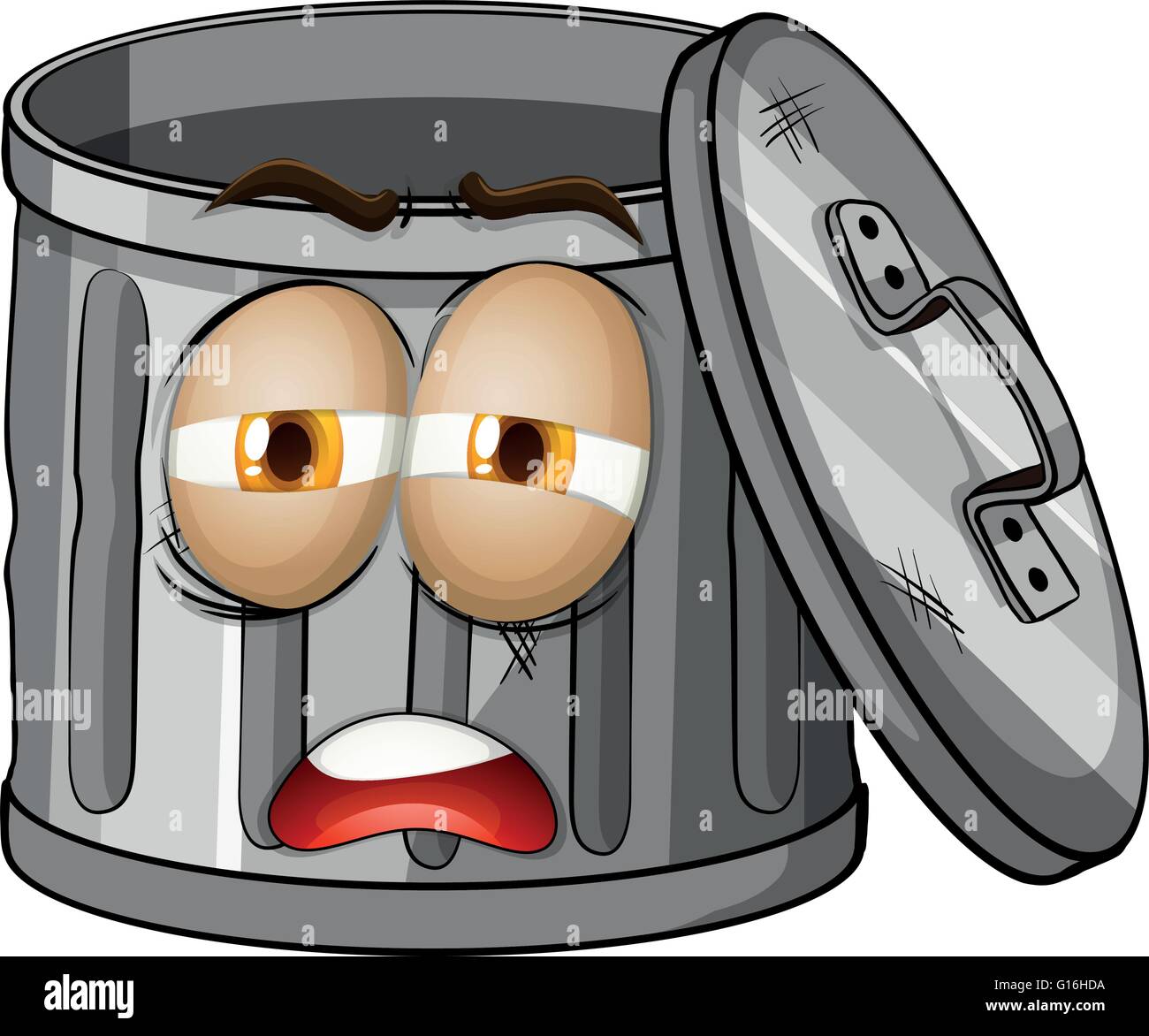 Mülleimer mit traurigen Gesicht illustration Stock-Vektorgrafik - Alamy