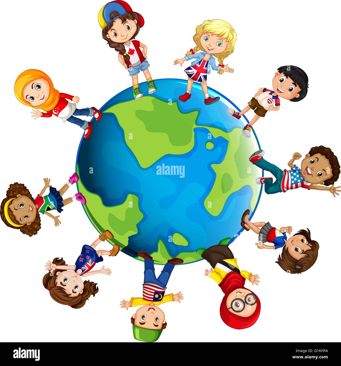 Kinder aus verschiedenen Ländern der Welt-Illustration Stock Vektor