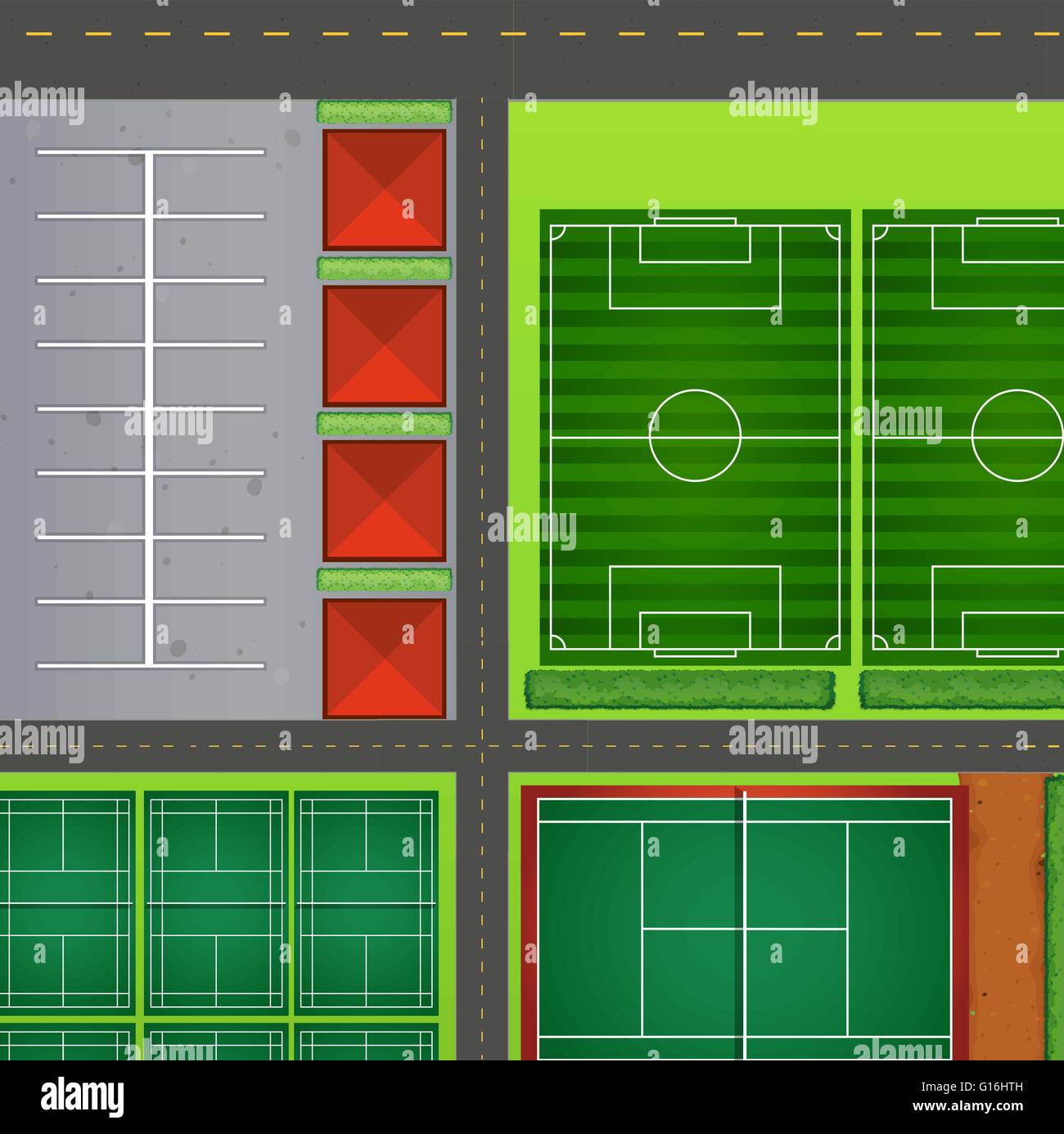 Sport-Komplex Aeiral Ansicht Abbildung Stock Vektor