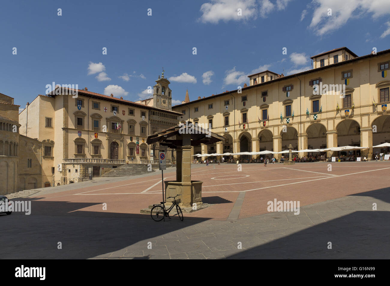 Piazza Grande in Arezzo, Italien Stockfoto