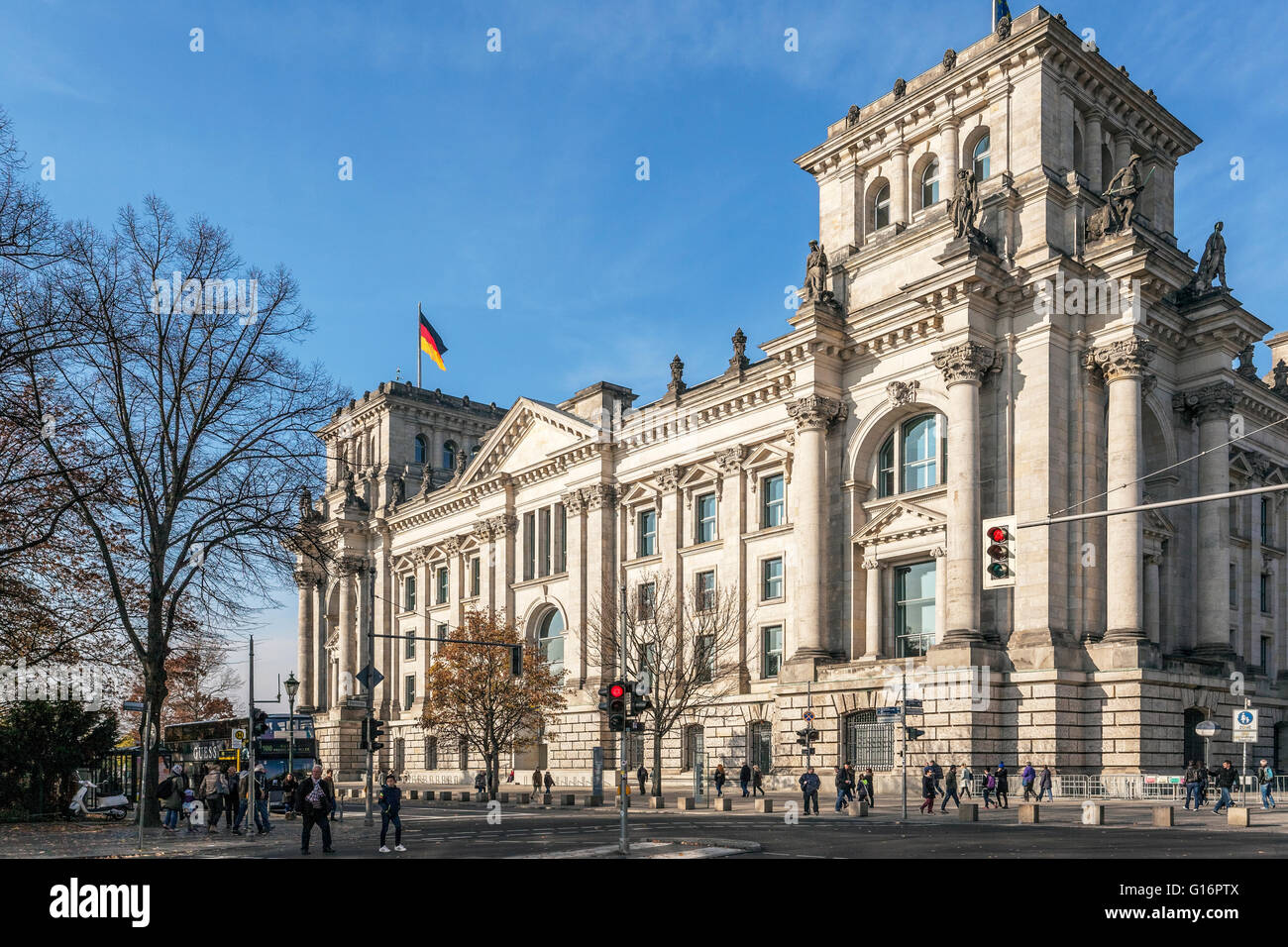 Deutschen Parlament Gebäude Reichstag in Berlin, 1882 Architekt Paul Wallot, gläsernen Kuppel von Sir Norman Foster 1992, Deutschland Stockfoto