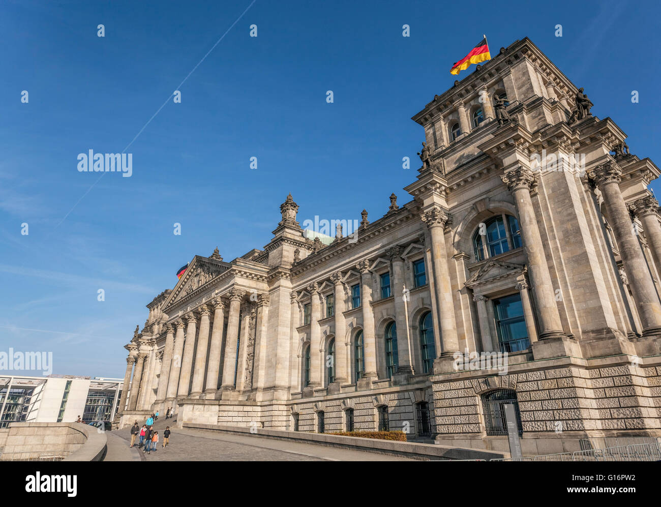 Deutschen Parlament Gebäude Reichstag in Berlin, 1882 Architekt Paul Wallot, gläsernen Kuppel von Sir Norman Foster 1992, Deutschland Stockfoto