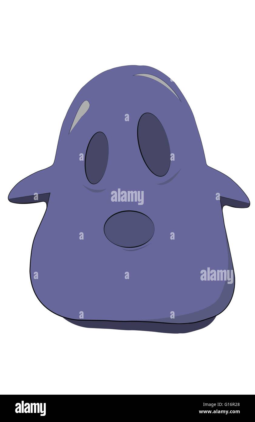 Blauen ovalen und traurig Gelee Charakter mit zwei Augen, Ohren und offenem Mund. Digitalen Hintergrund-Vektor-Illustration. Stock Vektor