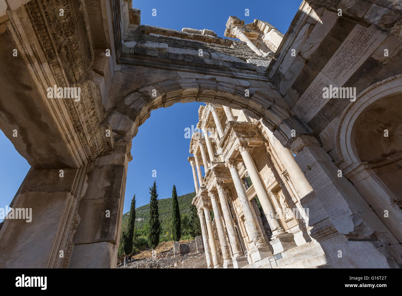 Bibliothek von Celsus, Ephesus, Türkei Stockfoto