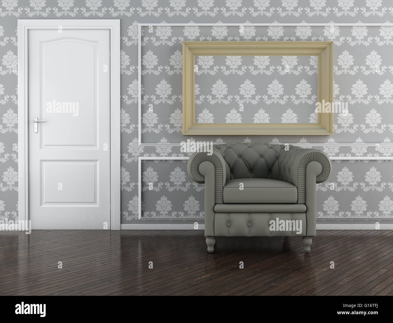 Klassisches Interieur (3D Render) - Eleganz Möbel Stockfoto