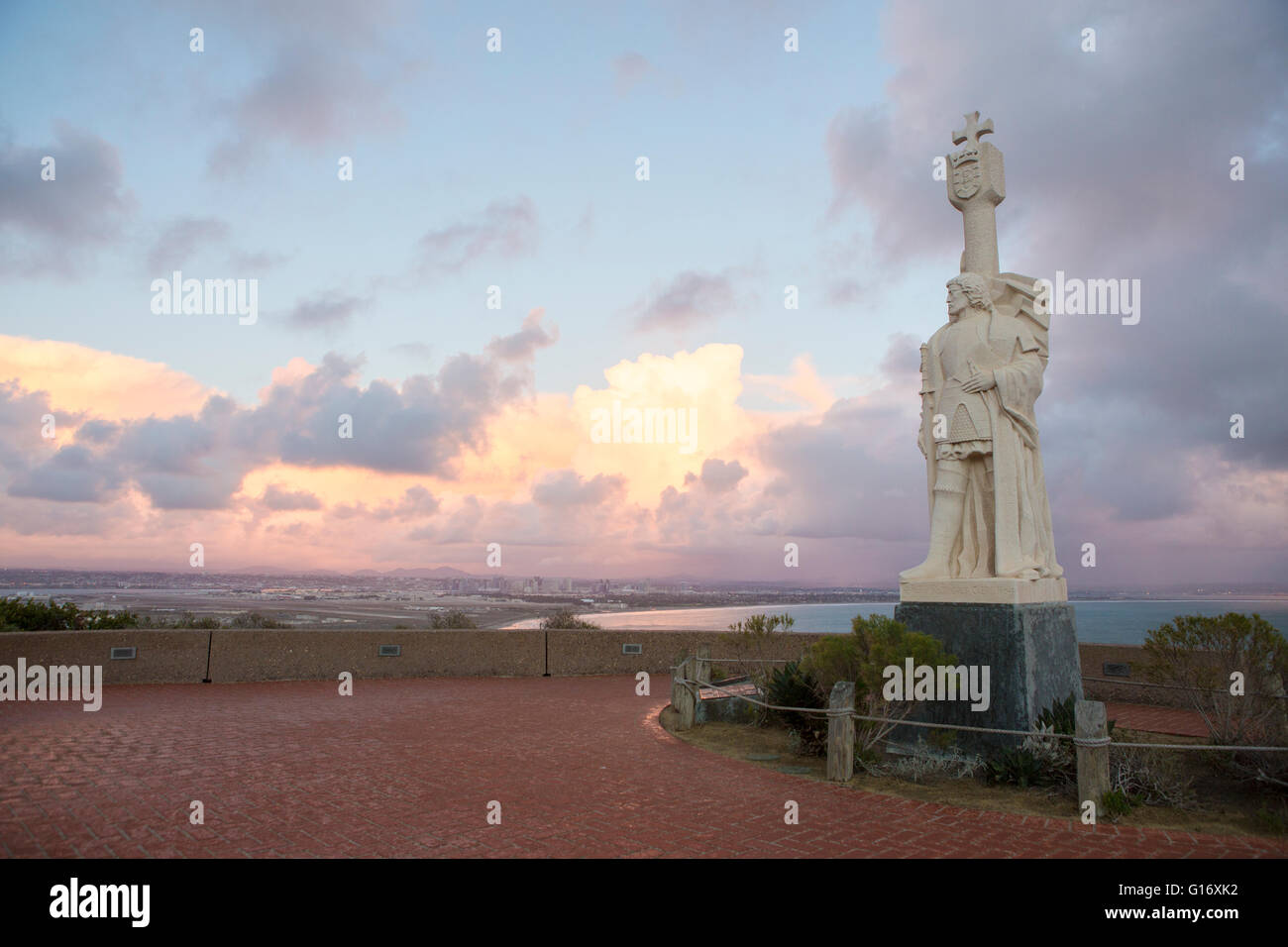 Cabrillo National Monument in der Nähe von Sonnenuntergang, San Diego, Kalifornien, USA Stockfoto