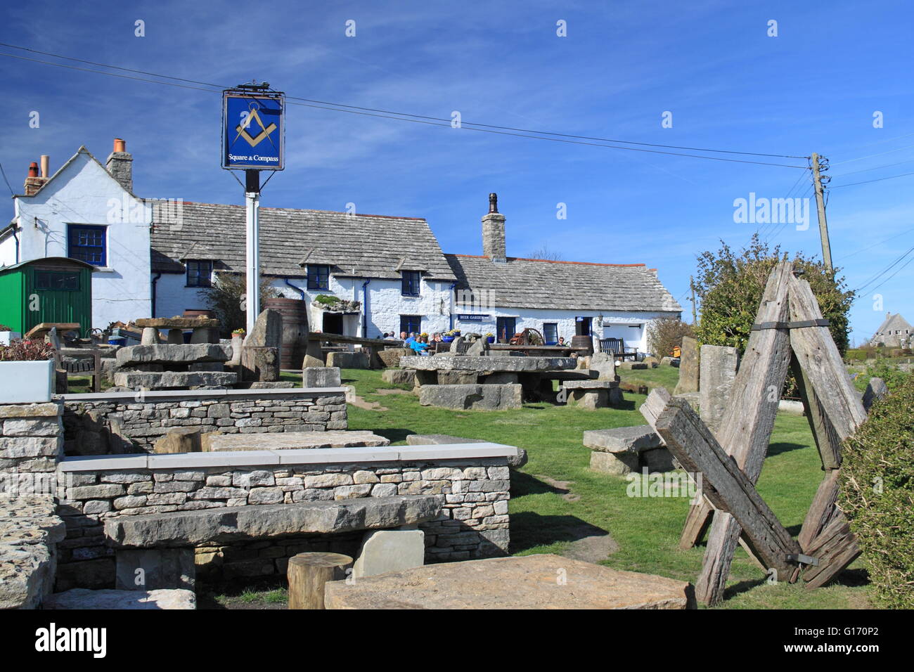 Platz & Kompass Wert Matravers, Corfe, Purbeck, Jurassic Coast, Dorset, England, Großbritannien, Vereinigtes Königreich, UK, Europa Stockfoto