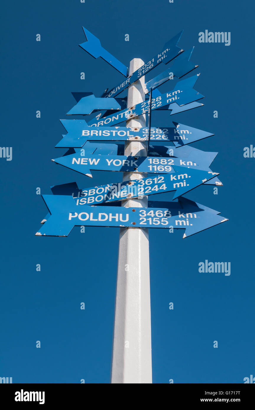 Wegweiser auf Signal Hill, Signal Hill National Historic Site, St. John's, Neufundland, Kanada Stockfoto