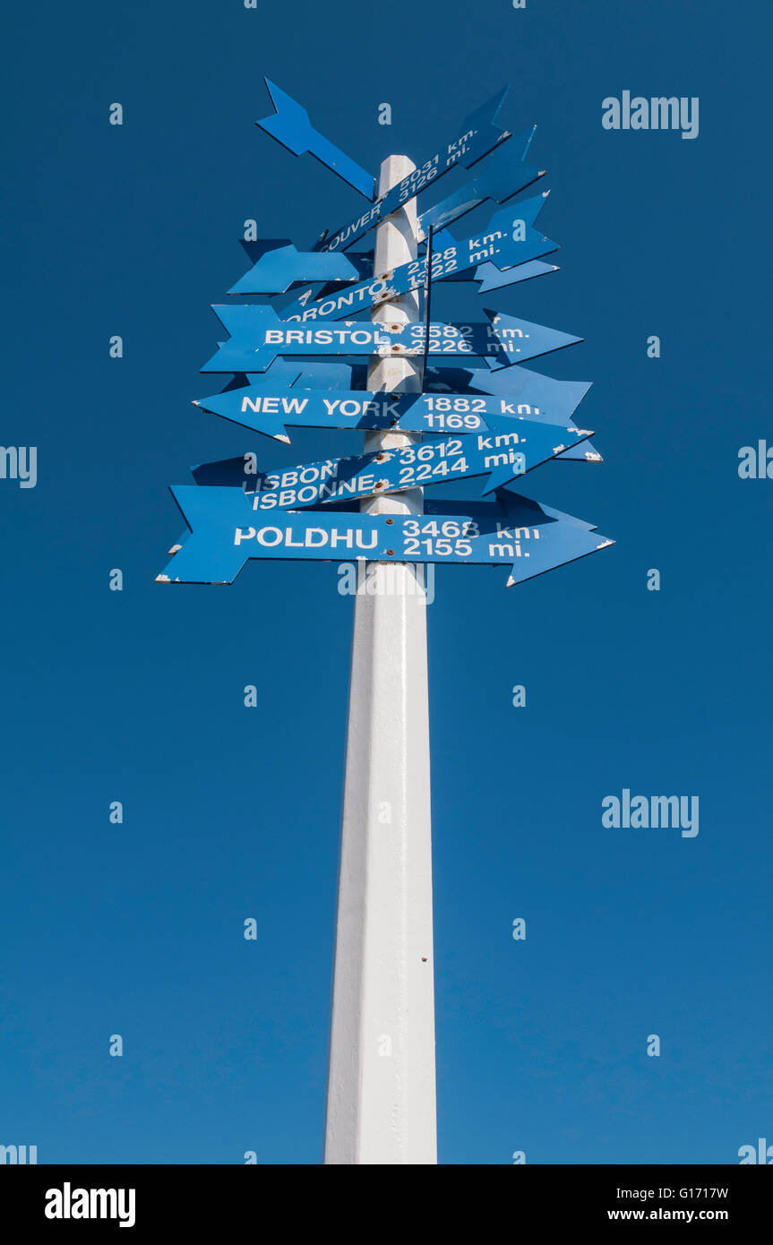 Wegweiser auf Signal Hill, Signal Hill National Historic Site, St. John's, Neufundland, Kanada Stockfoto