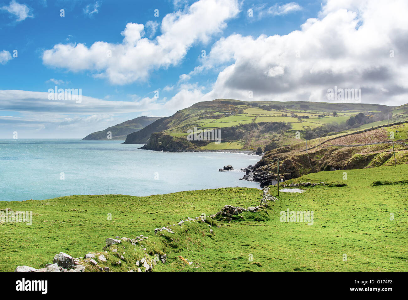 Blick Süden von Torr Head, County Antrim, Nordirland. Stockfoto