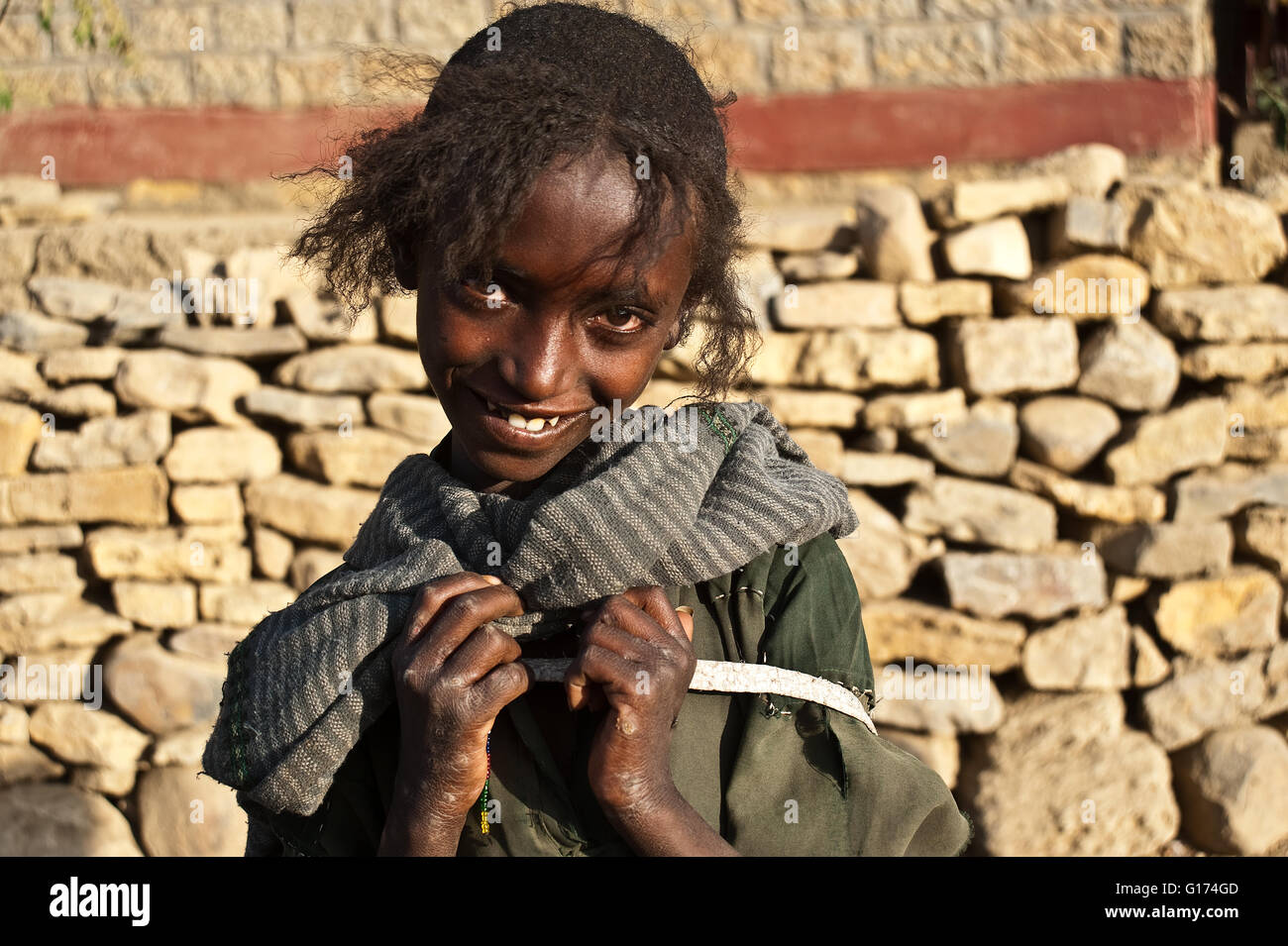 Mädchen, die Zugehörigkeit zum Volk Agow (Äthiopien) Stockfoto