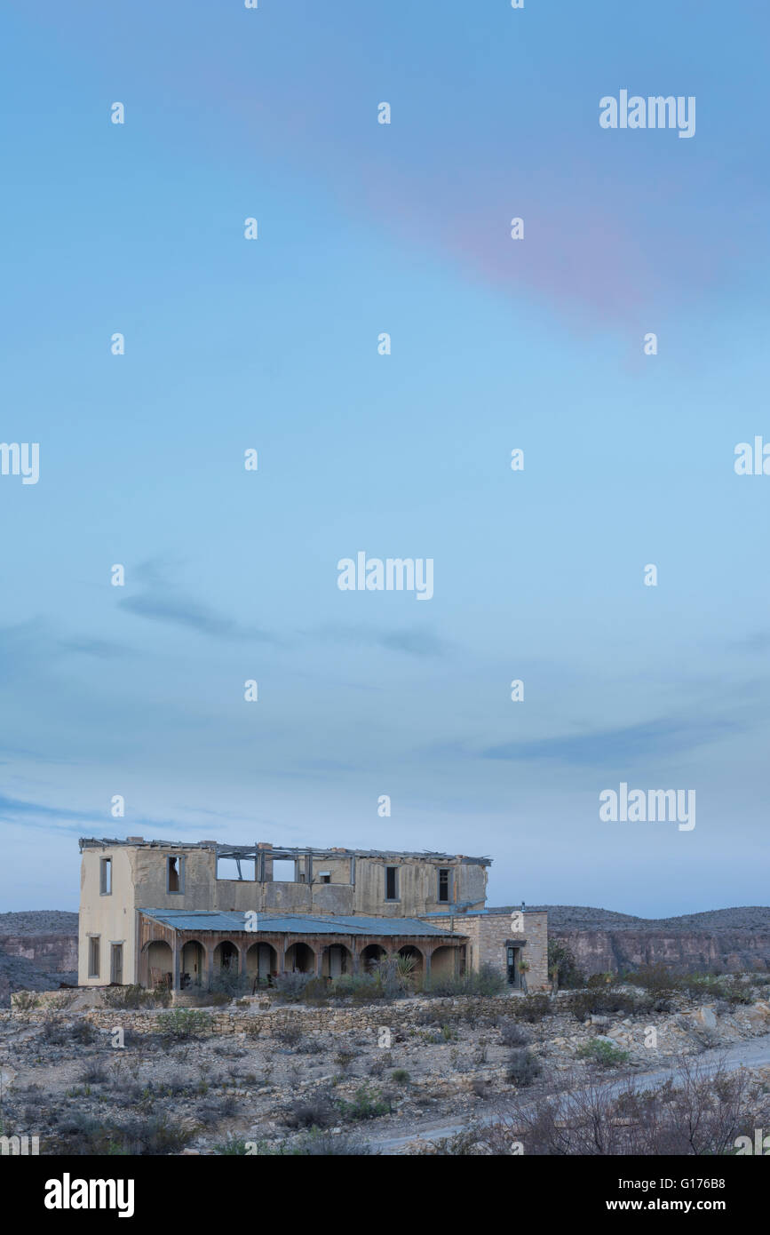 Die Perry-Villa in der Geisterstadt Terlingua, Texas. Stockfoto