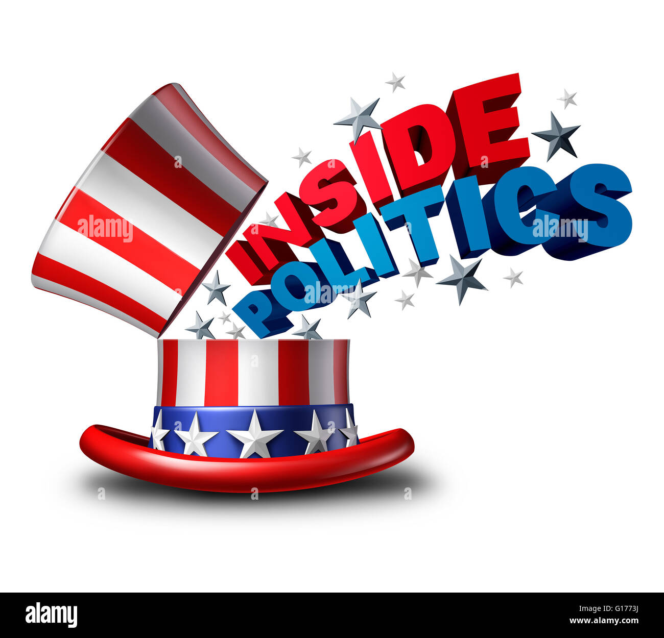 US-Wahl innen Politik und Vereinigte Staaten von Amerika stimmen Symbol als USA politische Nachrichten Insider-Journalismus Symbol als Stockfoto