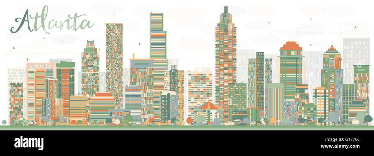 Skyline von abstrakten Atlanta mit Farbe Gebäuden. Vektor-Illustration. Geschäftsreisen und Tourismus-Konzept mit modernen Gebäuden. Stock Vektor