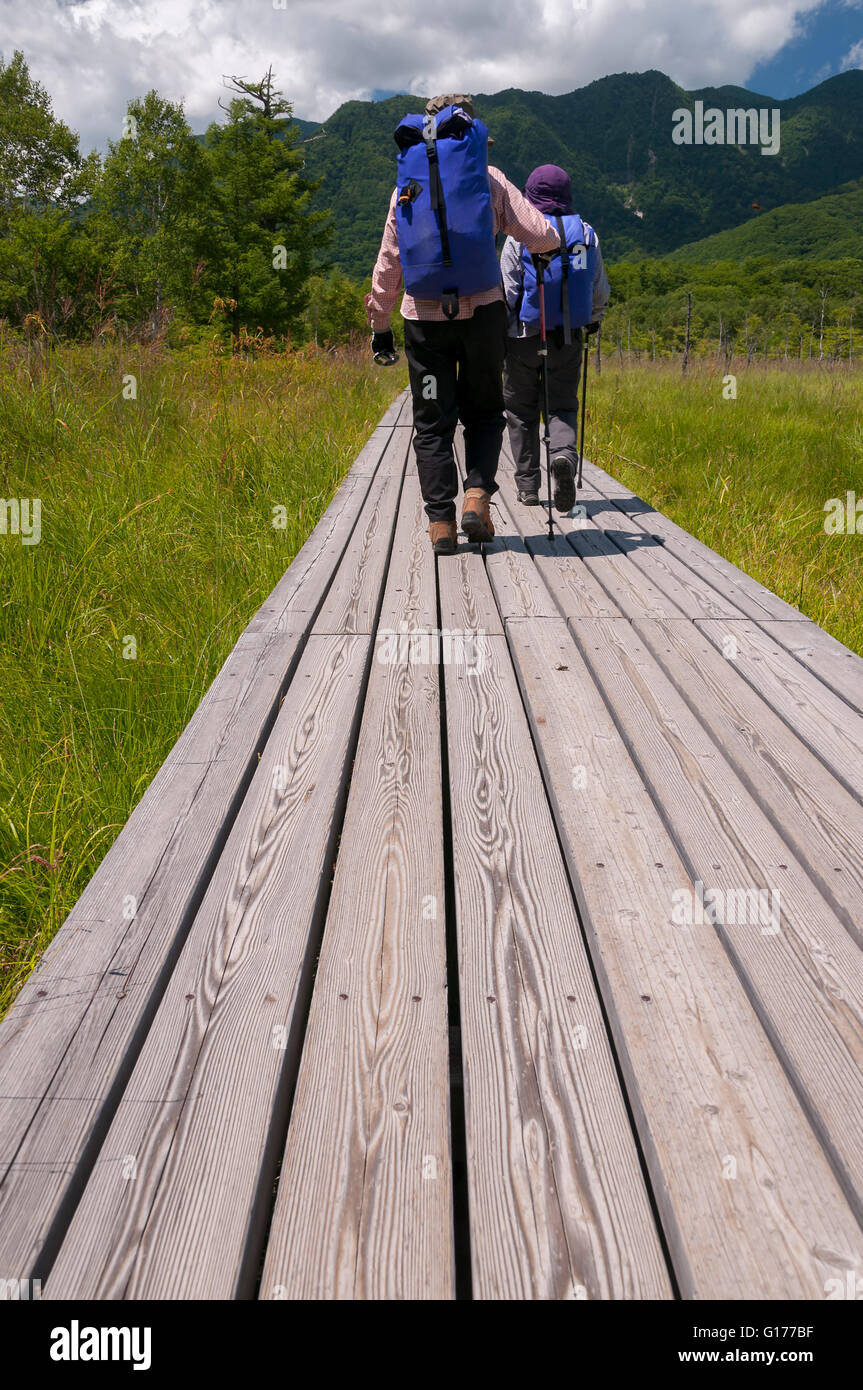 Ältere Touristen Wandern im Naturpark Stockfoto