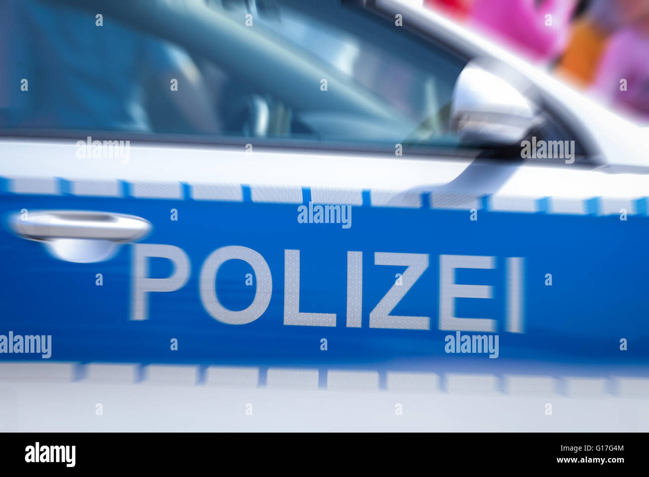 deutsche Polizei Autotür Stockfoto