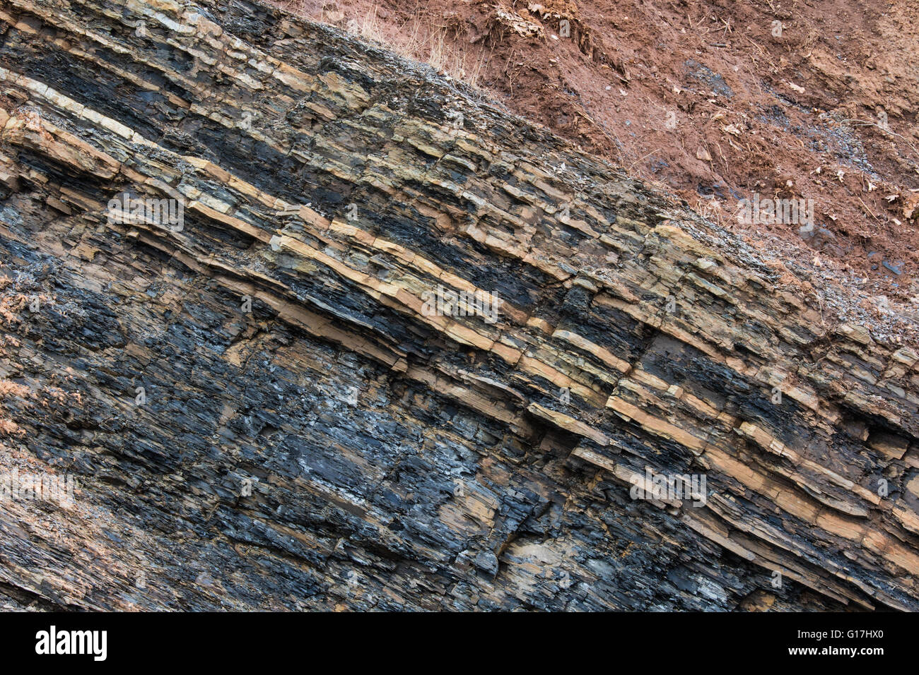 Geschichteten Sedimentgesteine an der Bay Of Fundy in Nova Scotia Stockfoto