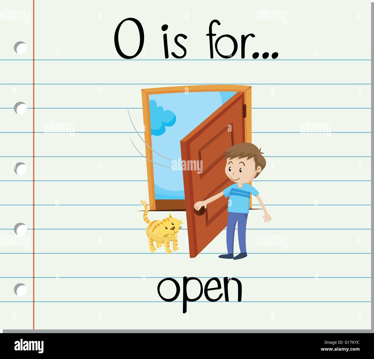 Flashcard Buchstabe O ist für offene Abbildung Stock Vektor