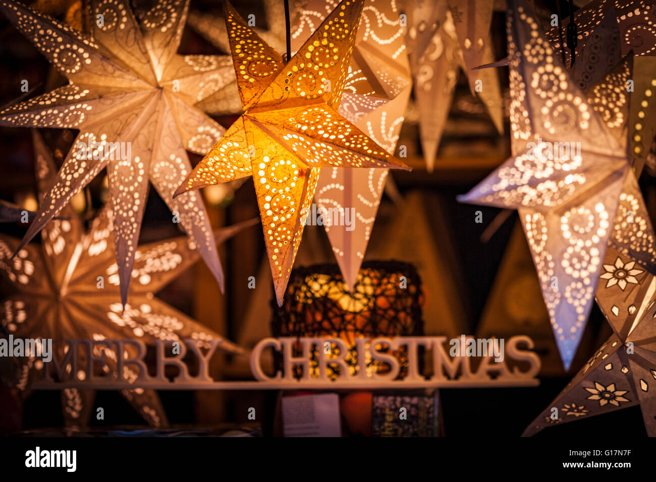 Sternförmige Christmas ornaments Stockfoto