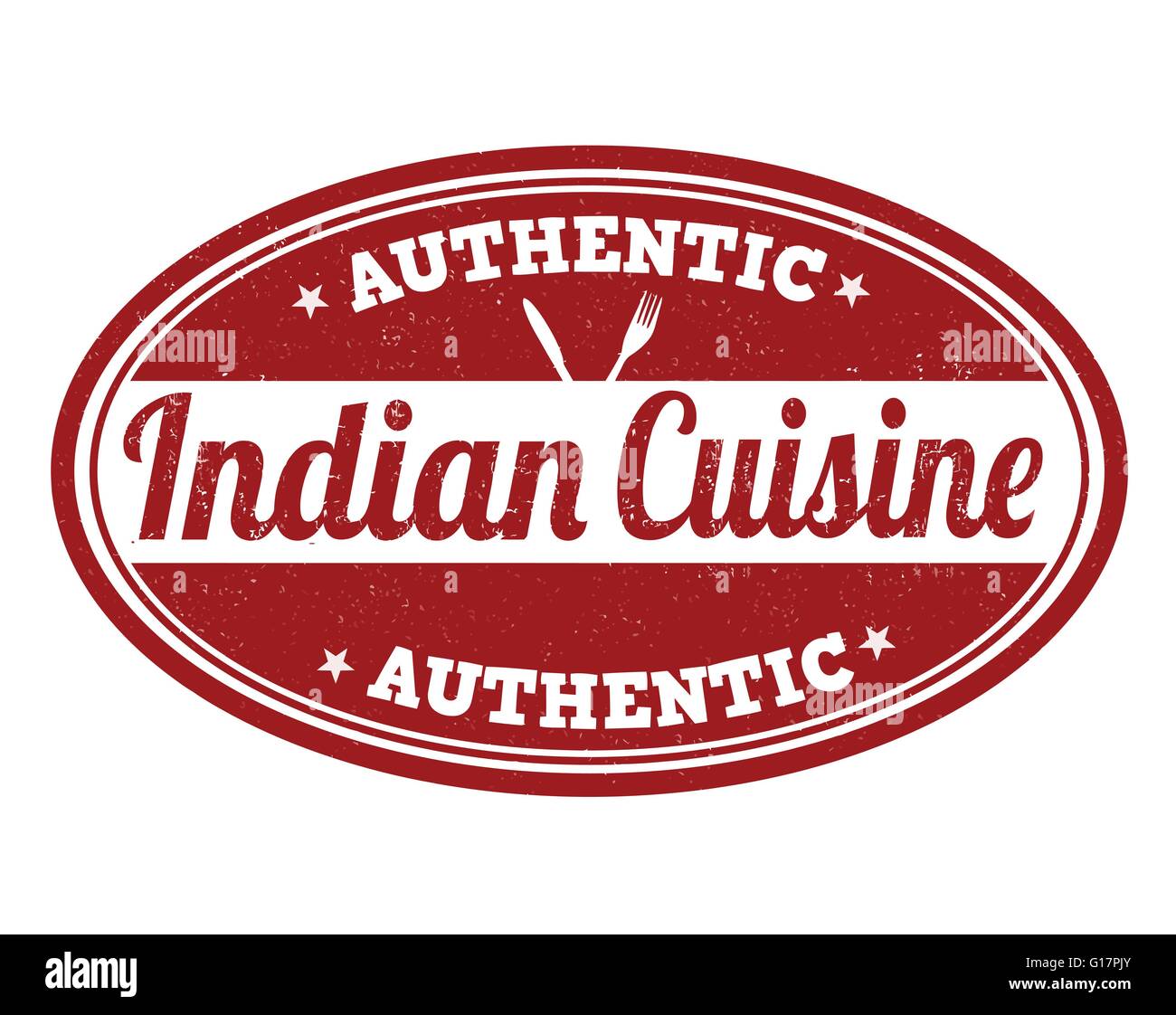 Indische Küche Grunge Stempel auf weißem Hintergrund, Vektor-illustration Stock Vektor
