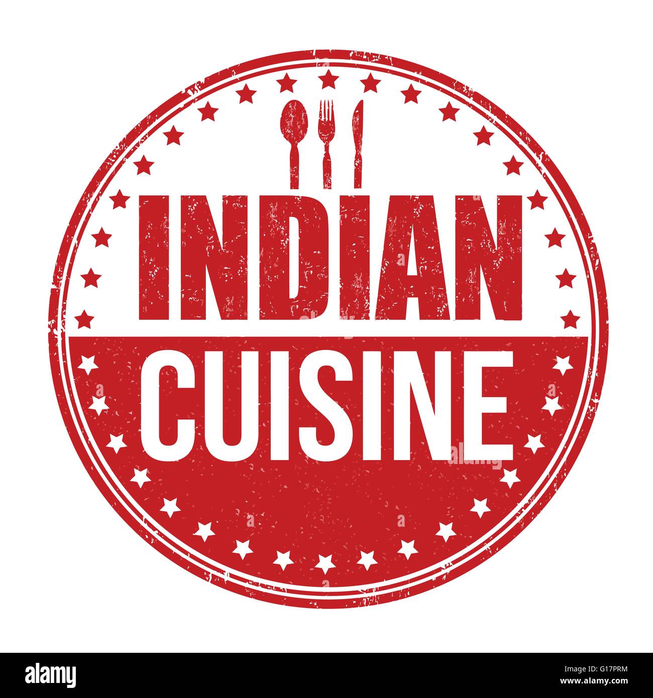 Indische Küche Grunge Stempel auf weißem Hintergrund, Vektor-illustration Stock Vektor