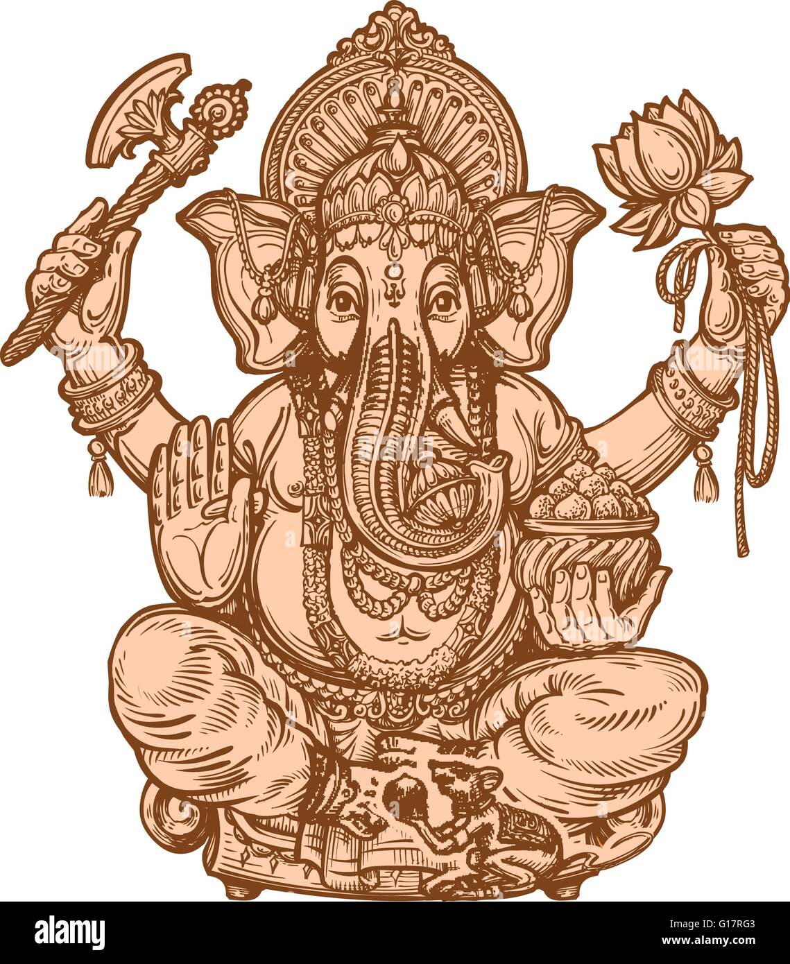 glücklich Ganesh Chaturthi. Hand gezeichnete Skizze. Vektor-illustration Stock Vektor