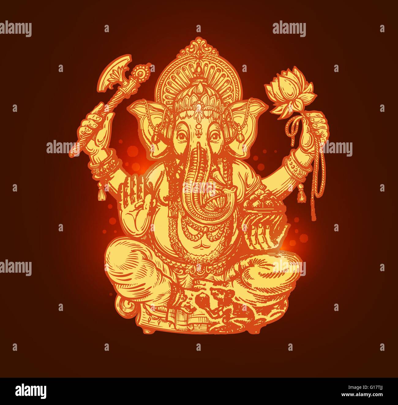 Schöne Karte mit Gott Ganesha. Vektor-illustration Stock Vektor